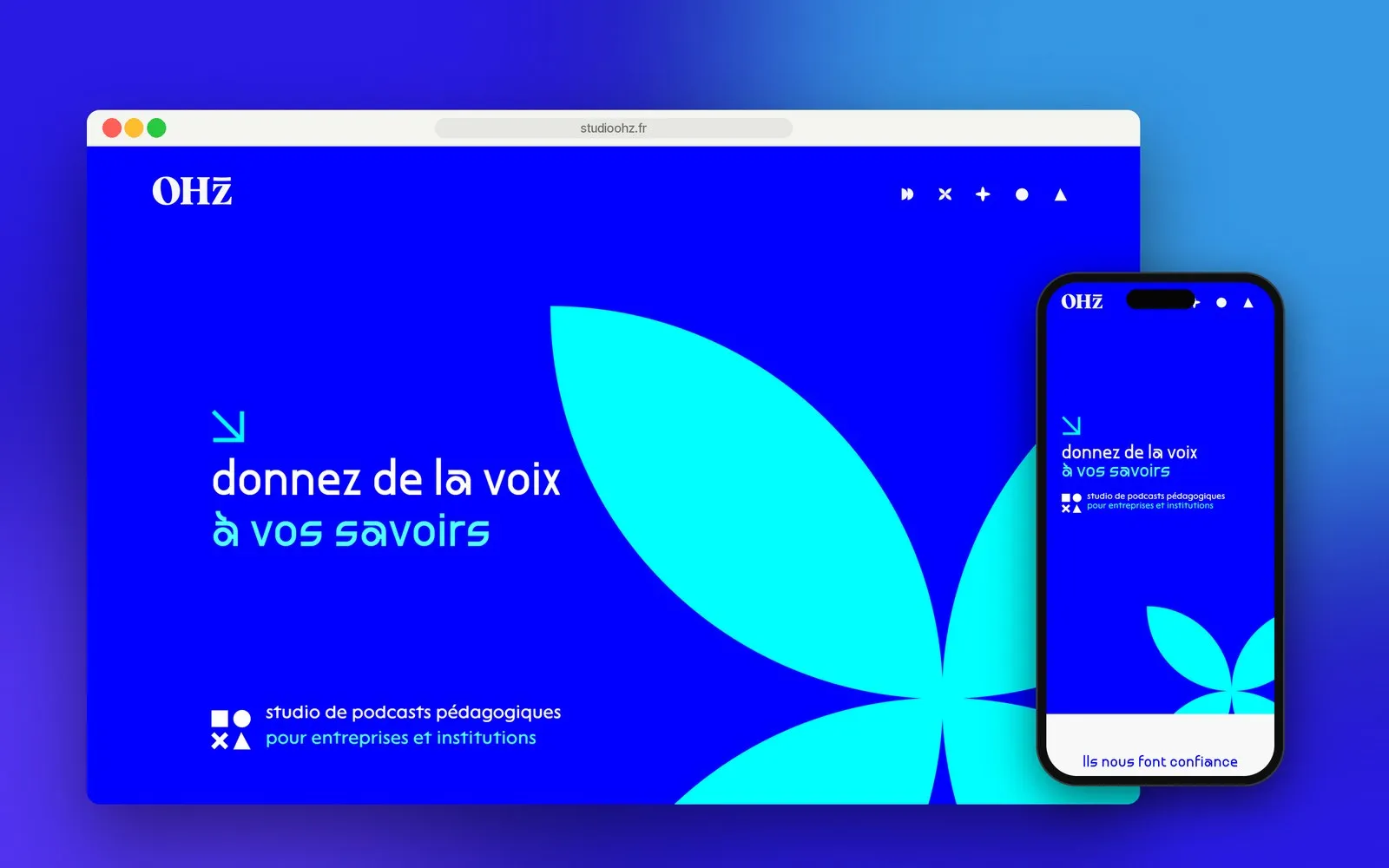 Le site Studio OHz sur ordinateur et sur mobile